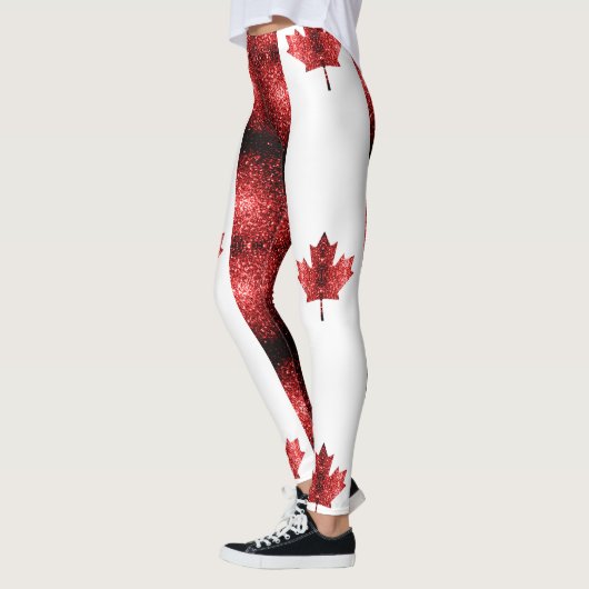 Kanada - rote Glitzern Leggings (Links)
