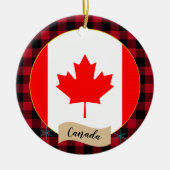Kanada, Roter Büffel, kariert und kanadische Flagg Keramik Ornament (Vorne)
