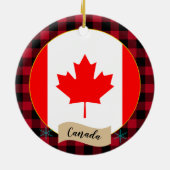 Kanada, Roter Büffel, kariert und kanadische Flagg Keramik Ornament (Hinten)