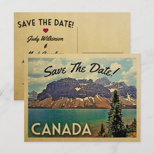 Kanada Save the Date Vintage Postkarten (Vorne/Hinten)