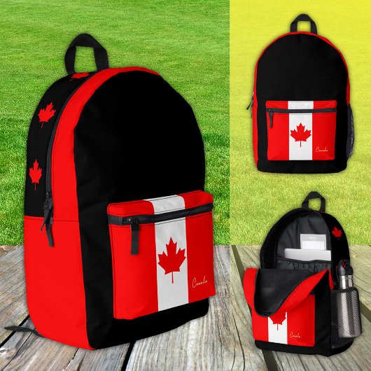 Kanada, schwarzer Rucksack, kanadische Flagge / pa Bedruckter Rucksack