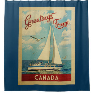Kanada-Segelboot-Vintage Reise Duschvorhang