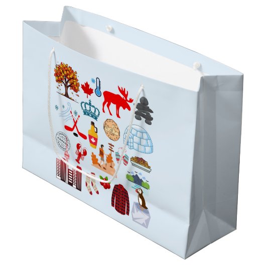 Kanada-Symbole Große Geschenktüte (Vorderseite Schrägansicht)
