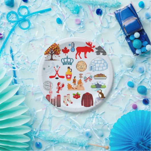 Kanada-Symbole Pappteller (Party)