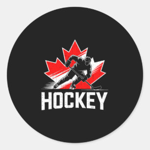 Kanada-Tag-Hockey-patriotisch-Ahornblatt-kanadisch Runder Aufkleber
