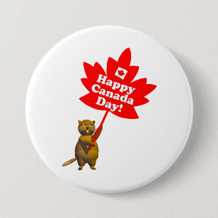 Kanada-Tagesbiber und -Ahornblatt Button