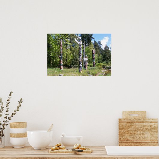 KANADA, Totem Poles, Vancouver, BC Poster (Küche)