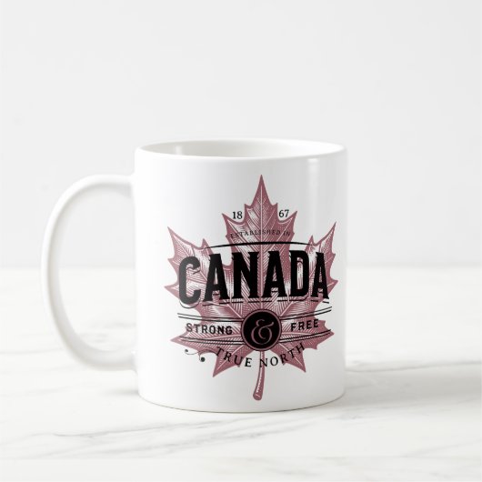 Kanada True North Strong and Free Maple Leaf Kaffeetasse (Links)