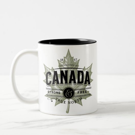 Kanada True North Strong and Free Zweifarbige Tasse (Links)