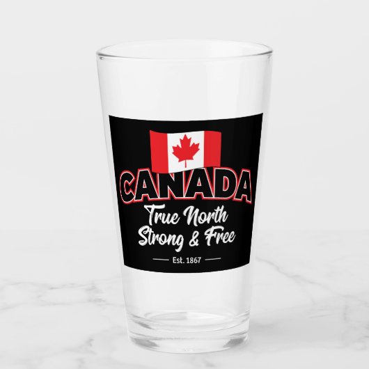"Kanada True North Strong & Free Est. 1867 Zoll Glas (Vorderseite)