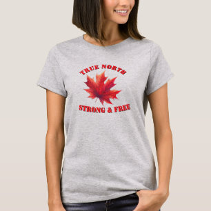 Kanada True North Strong & Free Maple Leaf T-Shirt