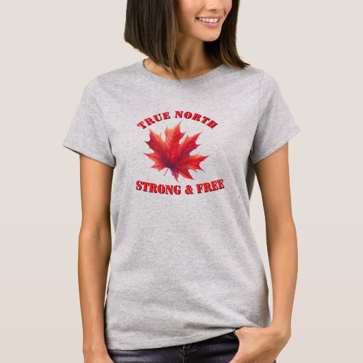 Kanada True North Strong & Free Maple Leaf T-Shirt (Vorderseite)