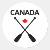 Kanada überquerte Paddle Oars Ahornleder Runder Aufkleber (Vorderseite)