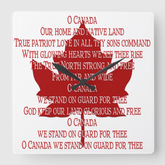Kanada Uhr Canadian Anthem Souvenir Uhr (Vorderseite)
