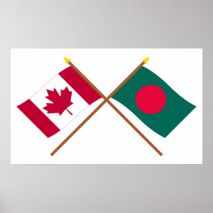 Kanada und Bangladesch überquerten Flaggen Poster