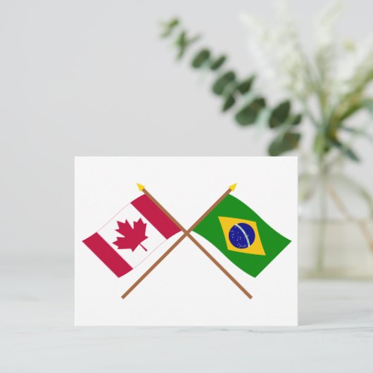 Kanada und Brasilien überquerten Flaggen Postkarte (Stehend Vorderseite)