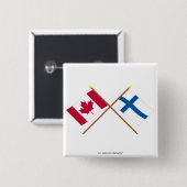 Kanada und Finnland gekreuzte Flaggen Button (Vorne & Hinten)