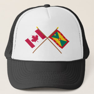 Kanada und Grenada gekreuzte Flaggen Truckerkappe