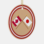 Kanada und Japan gekreuzte Flaggen Keramik Ornament (Rechts)
