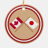 Kanada und Japan gekreuzte Flaggen Keramik Ornament (Hinten)