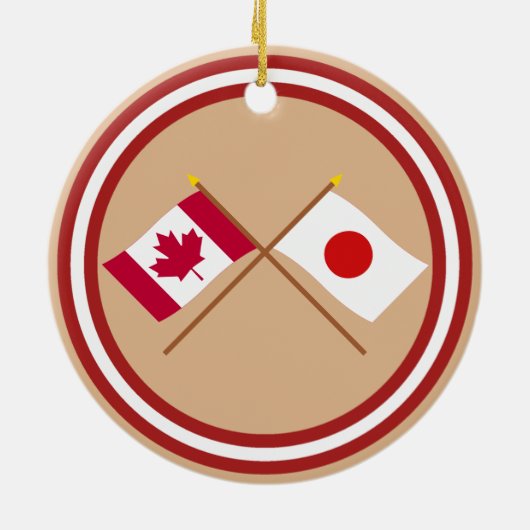 Kanada und Japan gekreuzte Flaggen Keramik Ornament (Hinten)