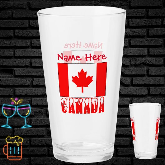 Kanada und Kanada - Red Personalization Glas