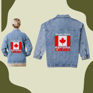 Kanada und kanadische Flagge Weiße Personalisierun Jeansjacke
