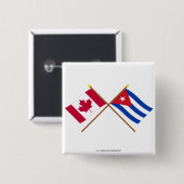 Kanada und Kuba gekreuzte Flaggen Button (Vorne & Hinten)