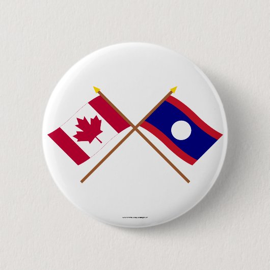 Kanada und Laos gekreuzte Flaggen Button (Vorderseite)