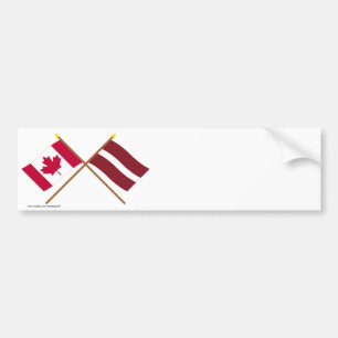 Kanada und Lettland gekreuzte Flaggen Autoaufkleber