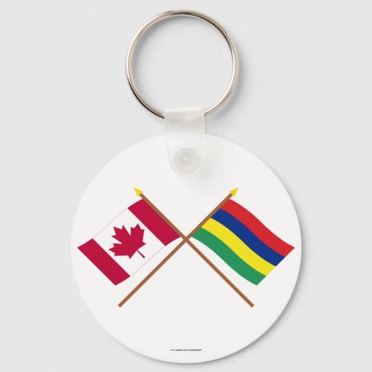 Kanada und Mauritius Grenzflaggen Schlüsselanhänger (Vorderseite)