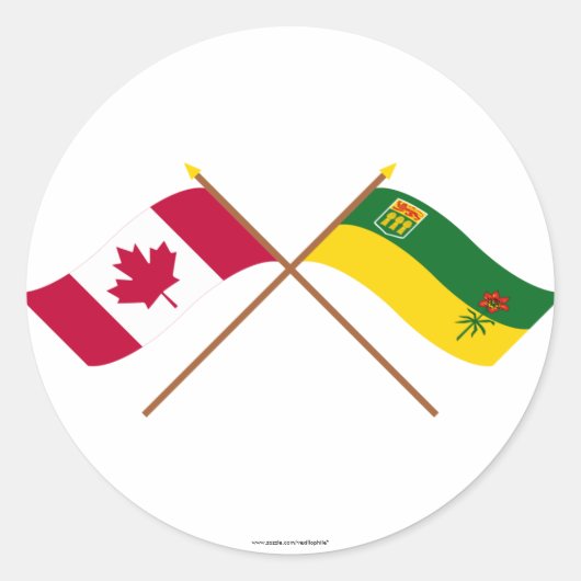 Kanada und Saskatchewan - Crossed Flags Runder Aufkleber (Vorderseite)