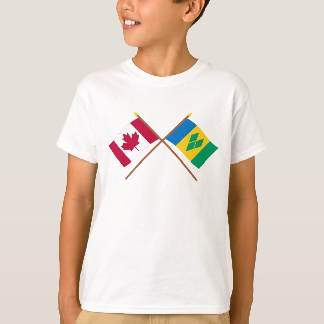 Kanada und St. Vincent Crossed Flags T-Shirt (Vorderseite)