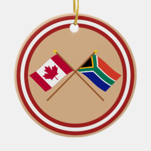 Kanada und Südafrika gekreuzte Flaggen Keramikornament