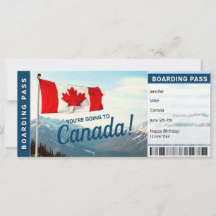 Kanada Urlaub Geschenk Bordkarte Ticket