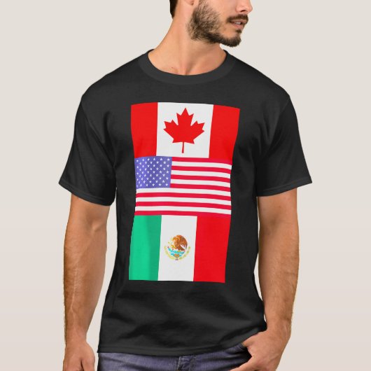 Kanada USA Mexiko Nordamerika Flaggen T-Shirt (Vorderseite)