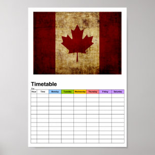 Kanada/verschmutzte Flagge / Stundenplan Poster