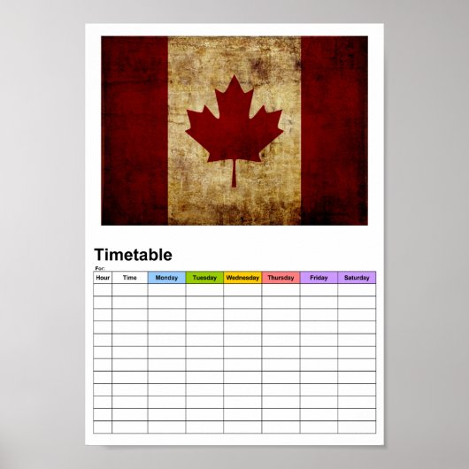Kanada/verschmutzte Flagge / Stundenplan Poster (Vorne)