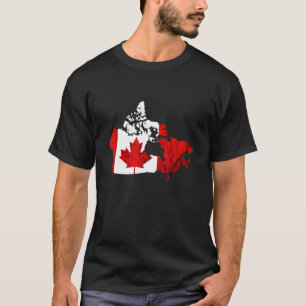 Kanada Vintag Map Canada Flag Canadian Roots Mapl T-Shirt