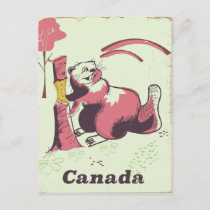 Kanada Vintage-Biber-Reiseposter Postkarte