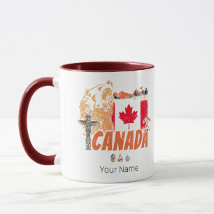 Kanada Vintage-Flagge und Grizzly-Bär-Feiertag Tasse