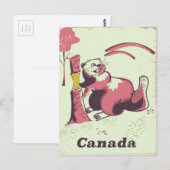 Kanada Vintages Biber-Reiseplakat Postkarte (Vorne/Hinten)