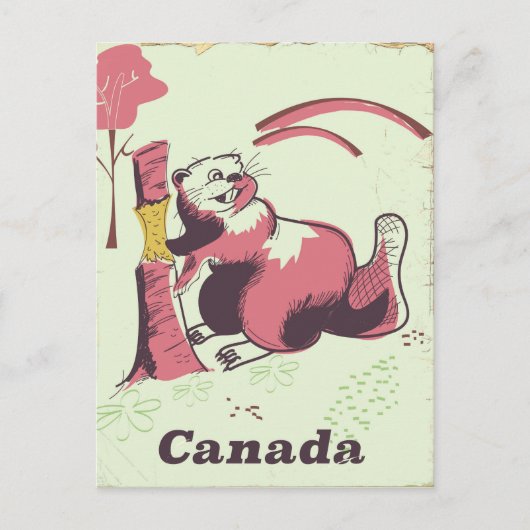 Kanada Vintages Biber-Reiseplakat Postkarte (Vorderseite)