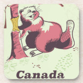 Kanada Vintages Biber-Reiseplakat Untersetzer (Vorderseite)