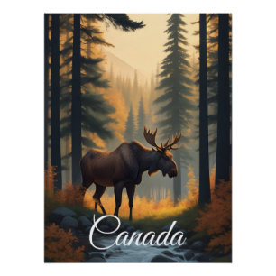 Kanada Wald Elch Reiseplakat Poster