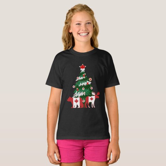 Kanada Weihnachtsbaum Kanadischer Ugly Weihnachtss T-Shirt (Vorne ganz)