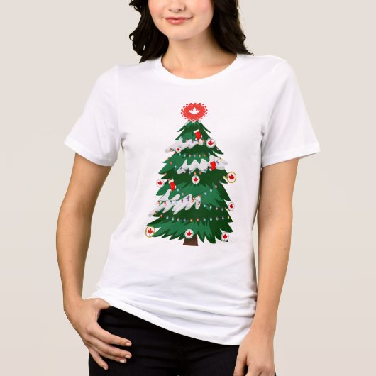 Kanada Weihnachtsbaum Kanadischer Ugly Weihnachtss Tri-Blend Shirt (Vorderseite)