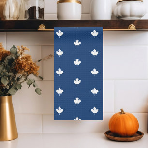 Kanada White Maple Leaf auf blauem Muster Geschirrtuch