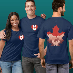Kanada Wildlife Herz Double-Sided Grafik T-Shirt