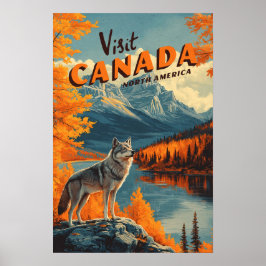 Kanada Wolf Vintage-Reiseposter Poster